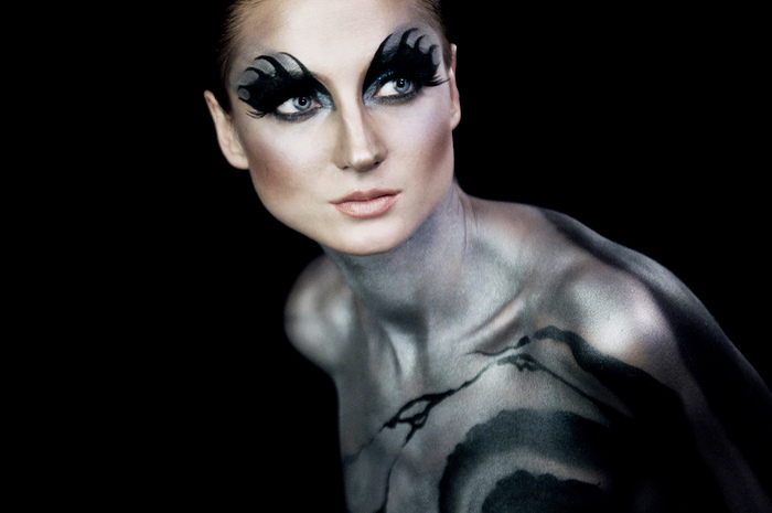 Female model photo shoot of Gia Link in NYC, makeup by Edvina, body painted by Anastasia Durasova