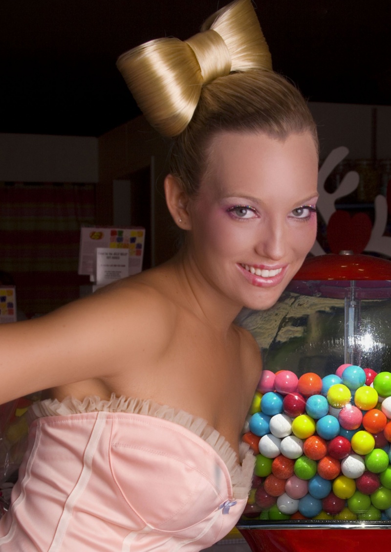 Female model photo shoot of Beyond the Salon in A spoon full of sugar lolly shop