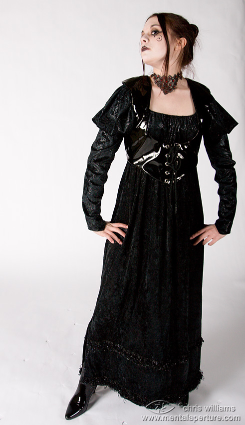 Female model photo shoot of Cloakmaker in 2009 NELA FFF New Designers Fashion Show