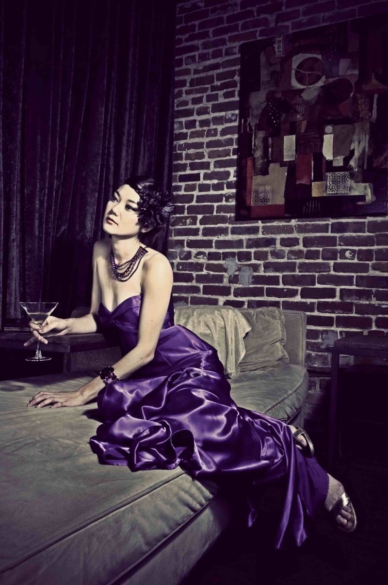 Female model photo shoot of Note Amorntananuban and Gone with the Wind in District Wine Bar, wardrobe styled by Pemie