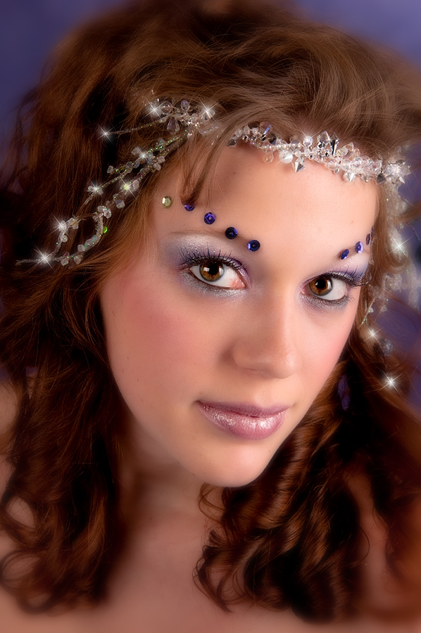 Male and Female model photo shoot of Fairy Light Play and Hallie Dawn in Eugene Studio, makeup by Kim Donohue