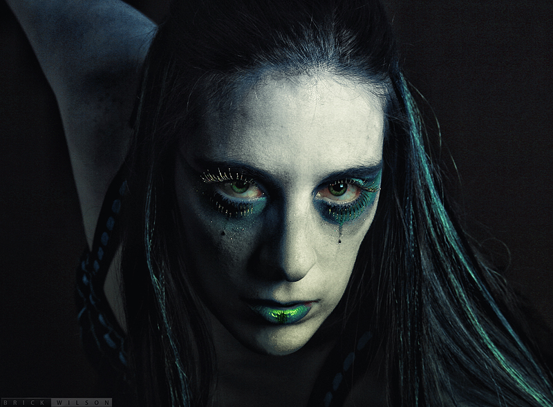 Female model photo shoot of Electro Tatiana by Brick Wilson in AG4 Studio MLP Racine WI, makeup by Makeup Artist Gerald