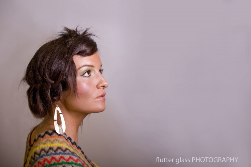 Female model photo shoot of flutter glass, hair styled by Kate Loose and Candice Buckett