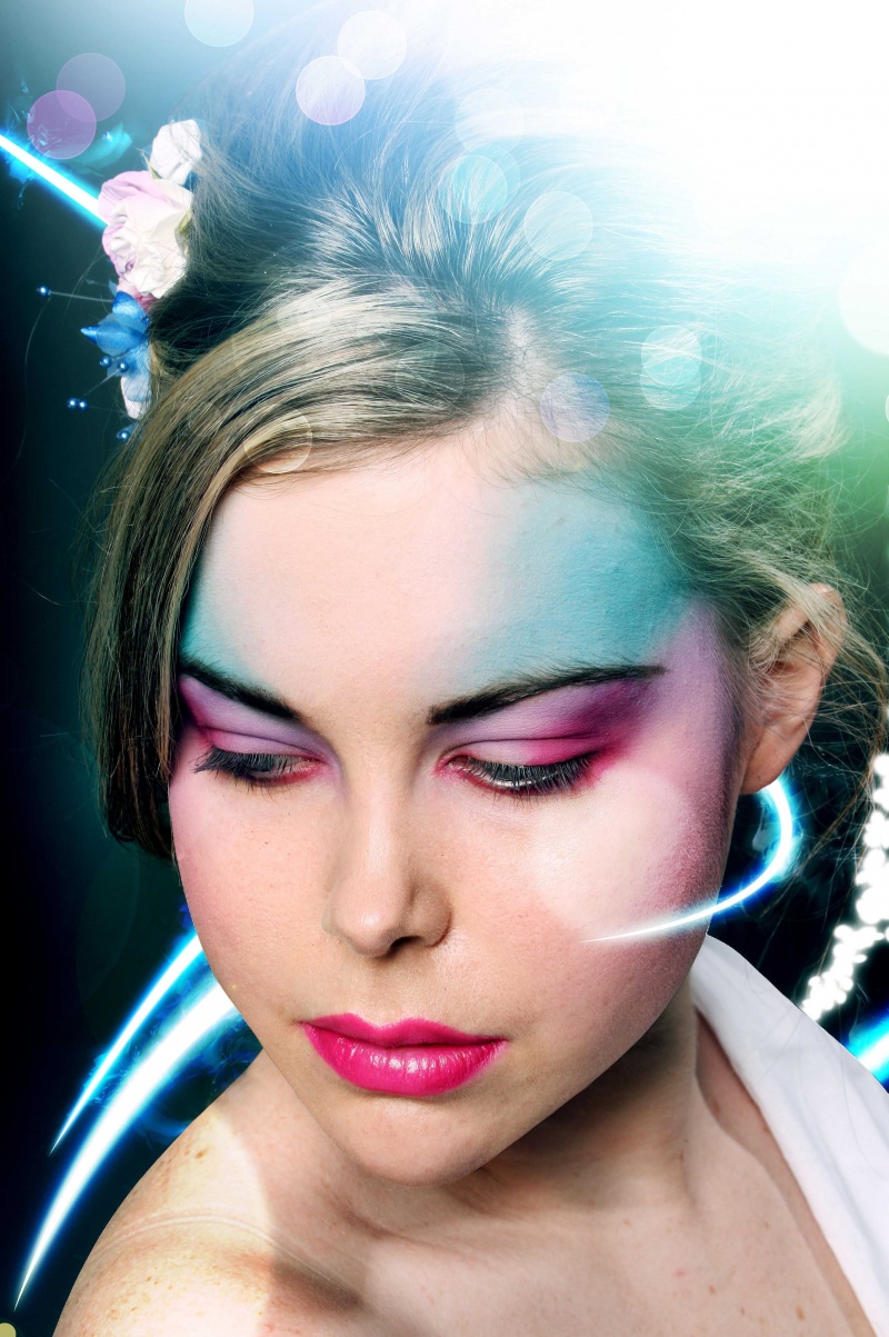 Female model photo shoot of Shell Crosswell MUA in southampton studio, makeup by Shell Crosswell MUA