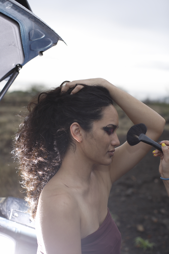 Female model photo shoot of Enticing Eyes and Maluhia Kawai by Joseph Red in Kawaihae, HI, makeup by Enticing Eyes