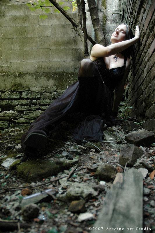 Female model photo shoot of Isabel DaMorte in Abandoned Gas company