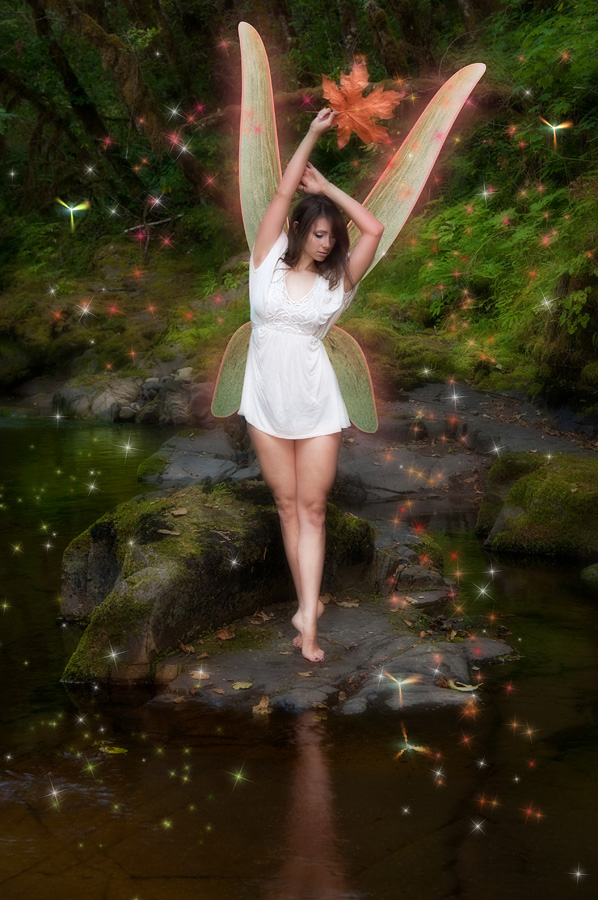 Male model photo shoot of Fairy Light Play in Fall Creek Oregon