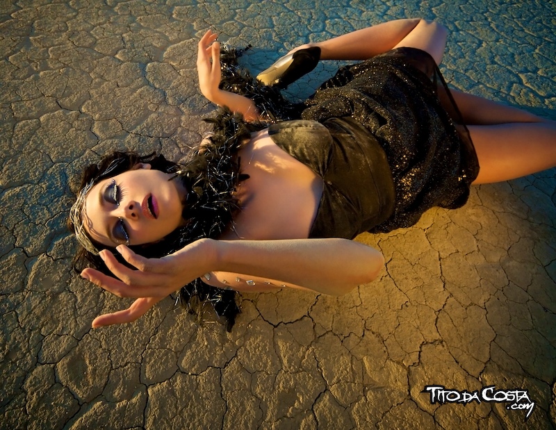 Male and Female model photo shoot of Tito da Costa and Cortney Palm in Dry Lake Bed, makeup by Kraus