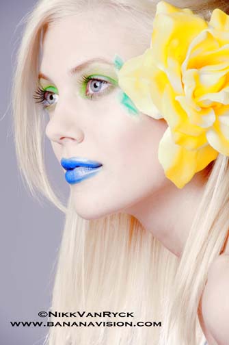 Female model photo shoot of Sasha G  Makeup and CAIT  M by NikkVanRyck in The Banana Studio