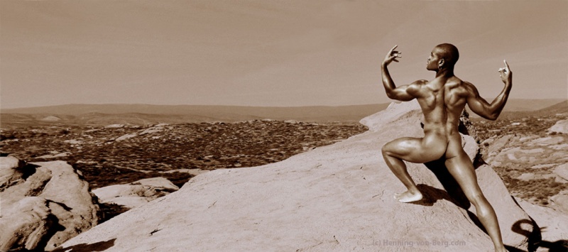 Male model photo shoot of Henning von Berg in Vasquez Rocks, California