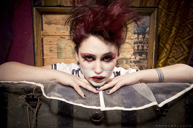 Female model photo shoot of Sasha Lyrika by Cannibalized in Boston, MA, makeup by Nikk Noir