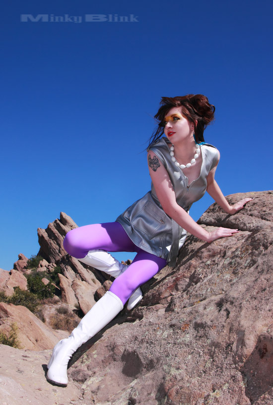 Female model photo shoot of Macabri by MinkyBlink in Vasquez Rocks, makeup by Miss Chrissy Lynn