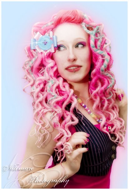 Female model photo shoot of Plum Poison Hair