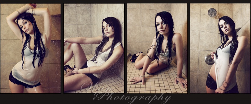 Male and Female model photo shoot of Wan Photography and Cady Lindsey in Forrest's awesome bathroom