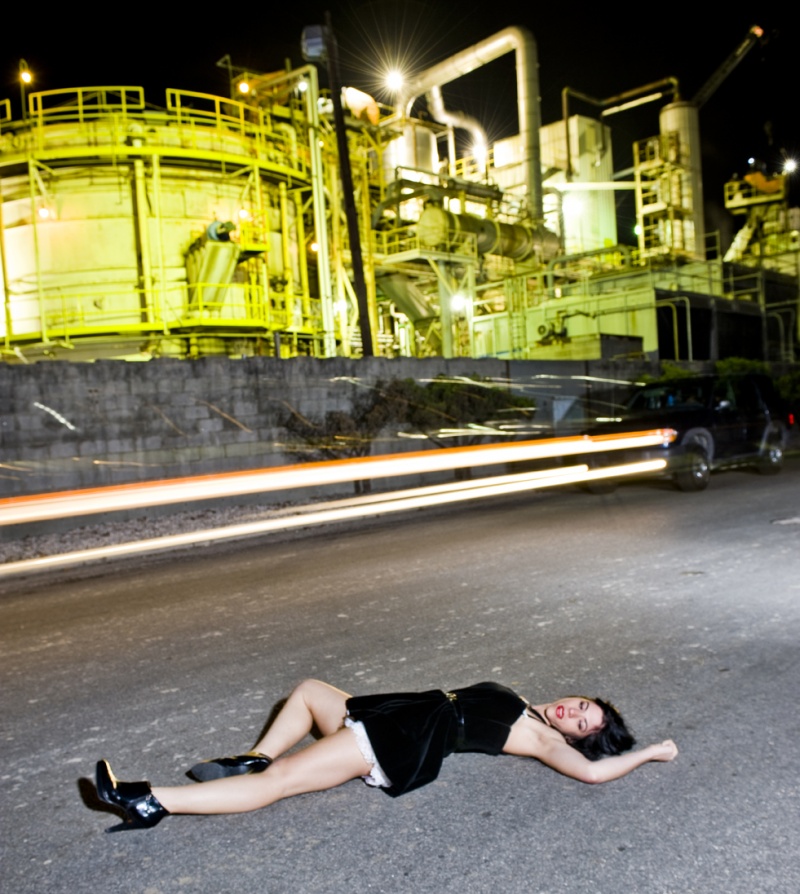 Female model photo shoot of Femme_Noir by Bryan Regan Photography in middle of the road