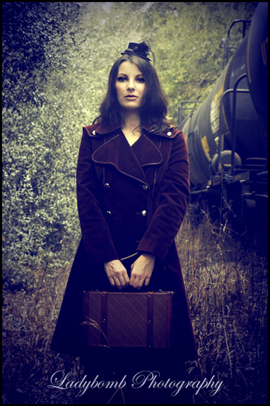 Female model photo shoot of LadyBomb Photography in Abandoned Train