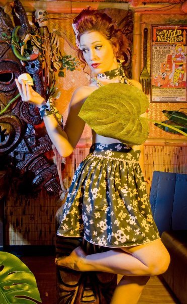 Female model photo shoot of Ginger LaMinge in Hula Bula Bar, clothing designed by Suzi Homemaker