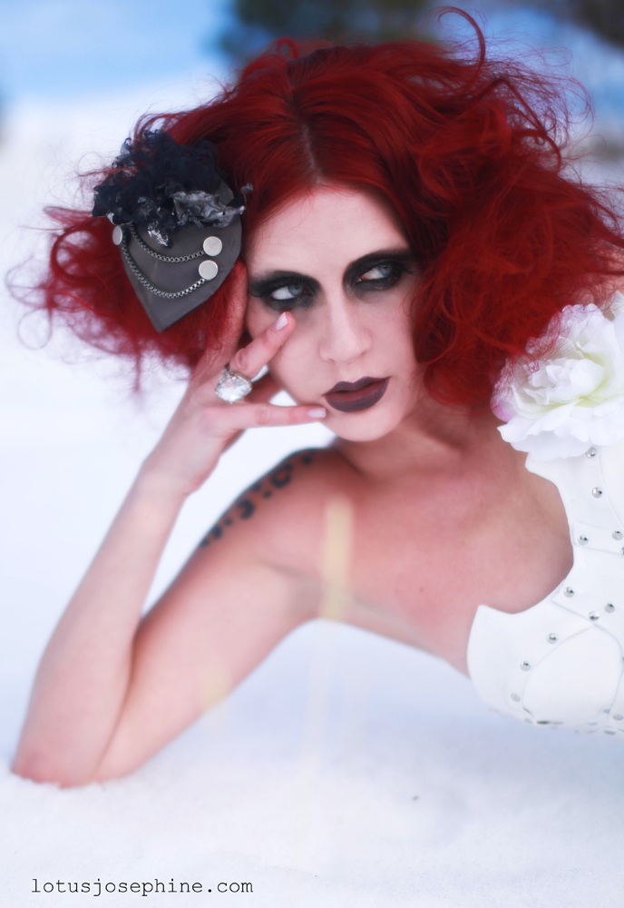Female model photo shoot of Fierce Femme Couture and Sharon TK by Lotus Josephine Studios, makeup by Yniguez