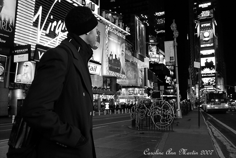 Female and Male model photo shoot of Caroline Ann Martin and BigC in Times Square, NYC, New York