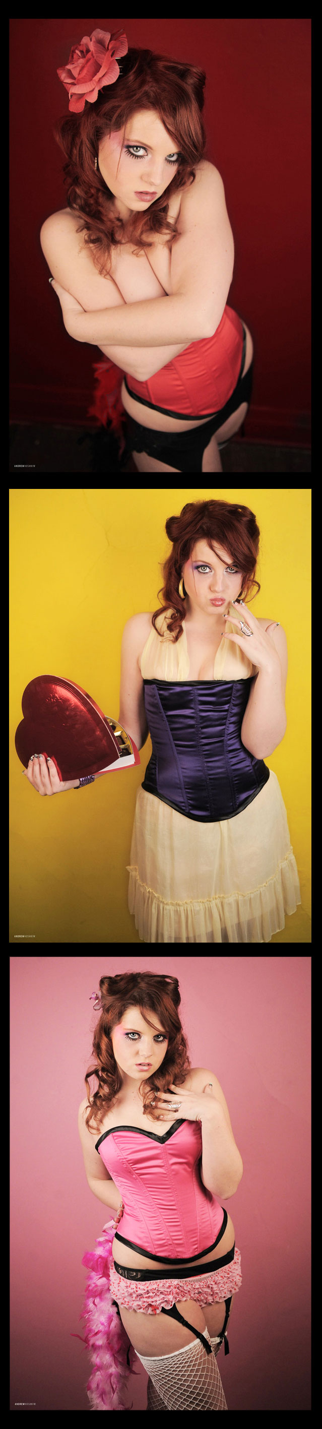 Female model photo shoot of Red Herring by Drew Hoshkiw, wardrobe styled by Love Poetry Corsets, makeup by 3BArtistry