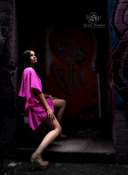 Female model photo shoot of Kerry Sumner Photos in croft alley, melbourne