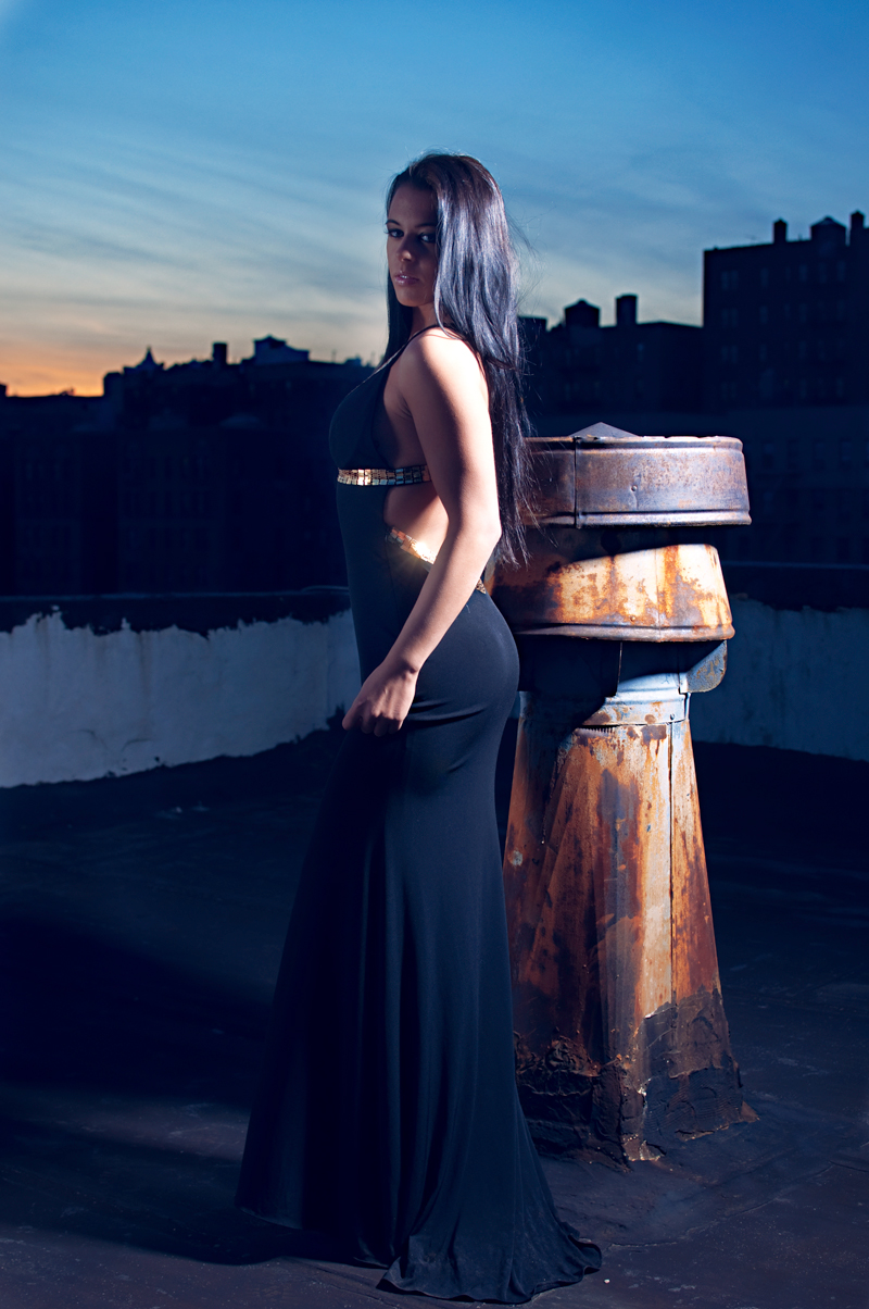 Female model photo shoot of Miss Rockstar in Rooftop Statuzz