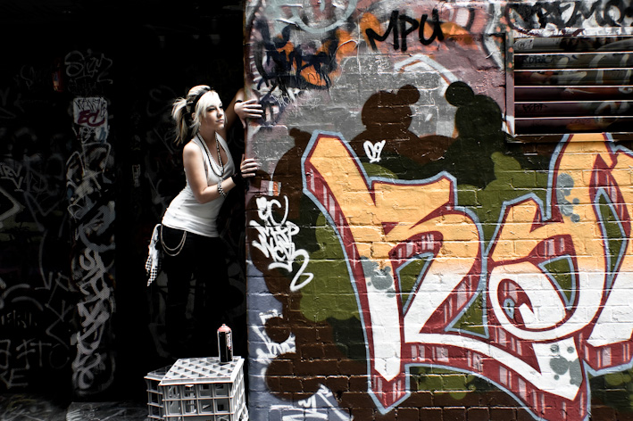 Female model photo shoot of Ashlea Jade by FSP in Hosier Lane - Melbourne CBD