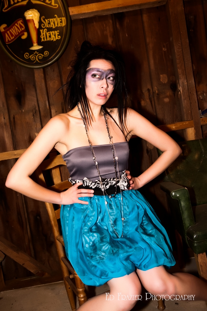 Female model photo shoot of Seven Silks and Lily Holster by EF Photography, makeup by makeup by april