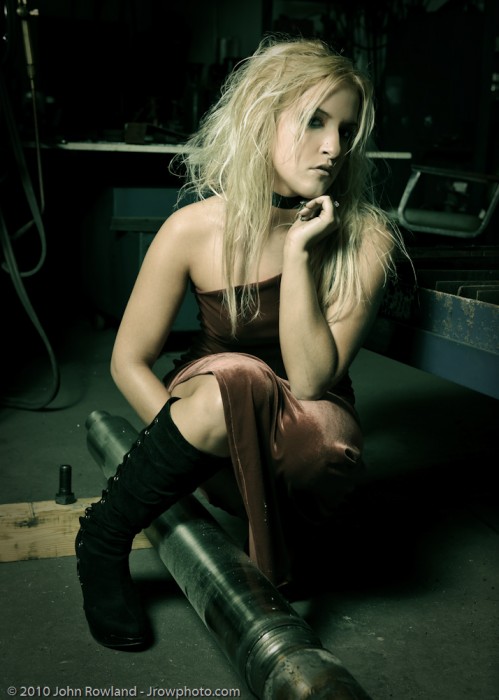 Female model photo shoot of Megzy by John Rowland in Viking Machine & Design - De Pere, WI