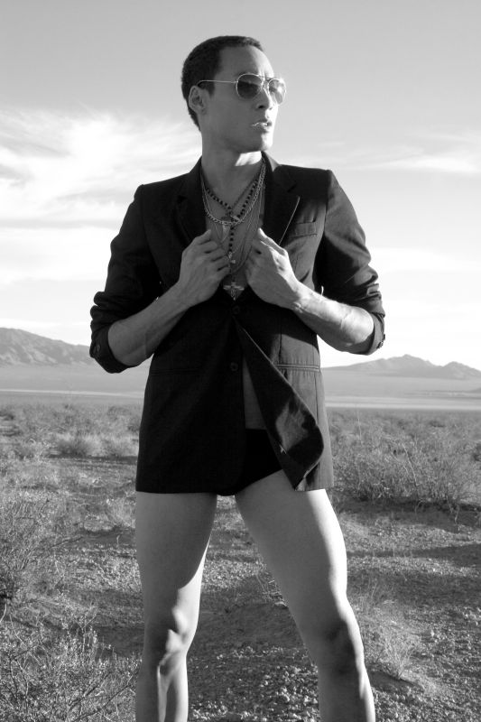 Male model photo shoot of Azhjeli Matthews by Calvin Coloma in Desert in Las Vegas, makeup by Faces by MAR QUE