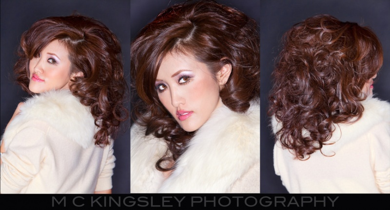 Female model photo shoot of Hair Designs by Noir or Never, makeup by Studio54 Make-up