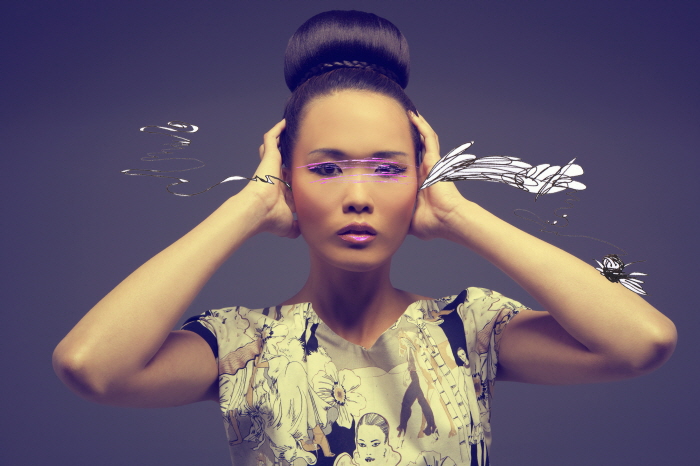 Female model photo shoot of Sungsoo by Gemma Fleming, hair styled by Deadbeat David, wardrobe styled by ludget delcy