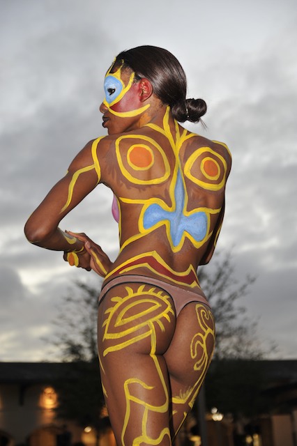 Female model photo shoot of Christina Scovil by EricHoodPhoto in Miami, FL, body painted by Andy Golub