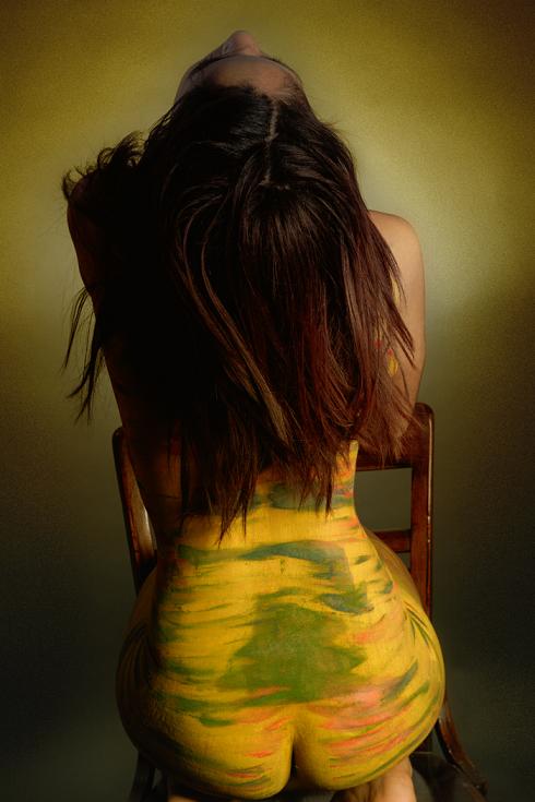 Female model photo shoot of henny jimenez in newyork, body painted by Pintor