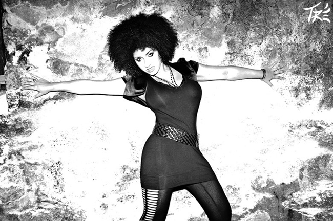 Female model photo shoot of MILITIA. in A basement in Edgewater, NJ...