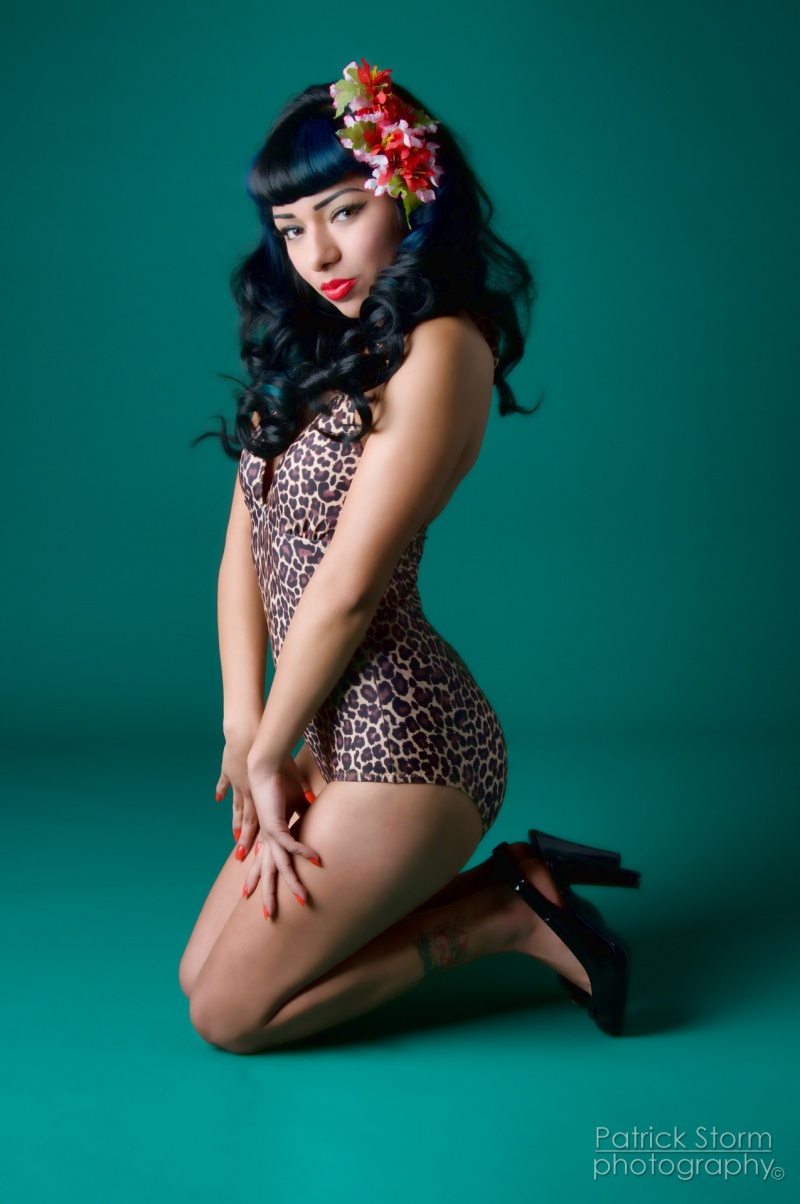 Female model photo shoot of Miss Krizia by River City Pin-Up in Elk Grove,CA, clothing designed by Black Cat Bikinis