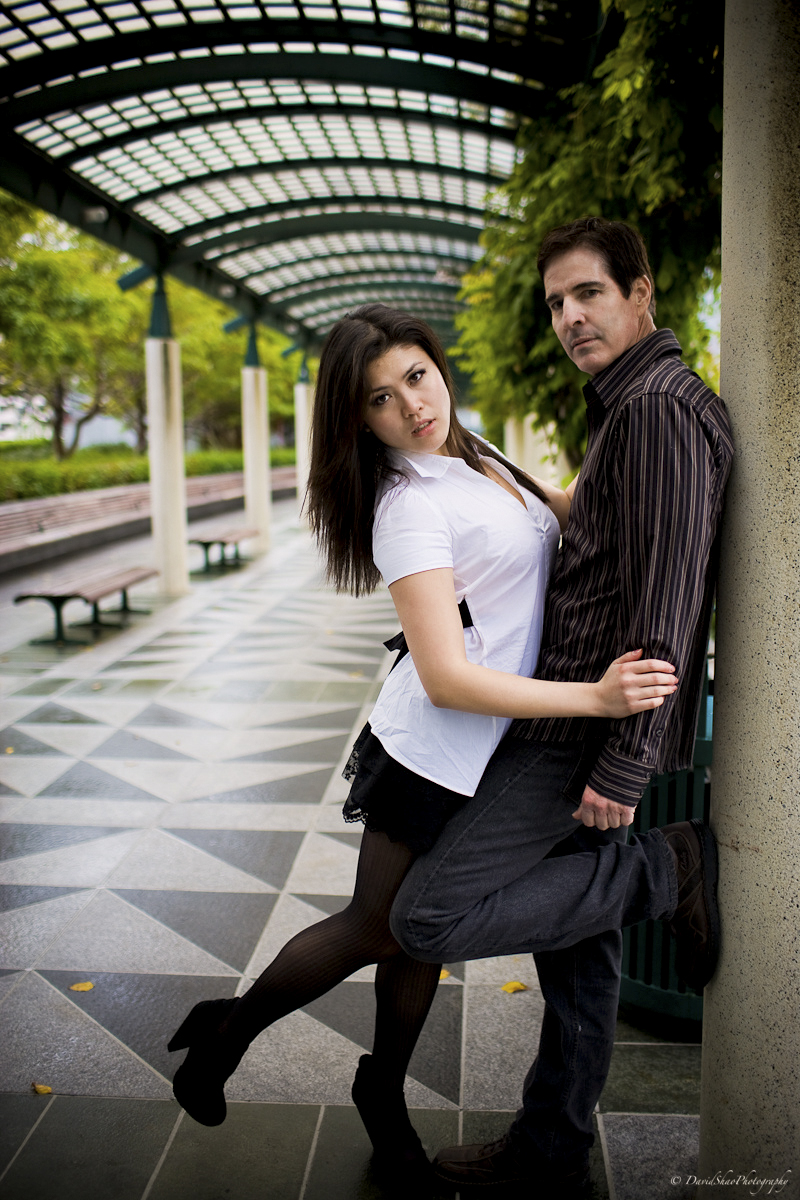 Male and Female model photo shoot of Stephen Bertolucci and TiffanyWC by Dave Showa Photography in Yerba Buena Gardens, San Francisco