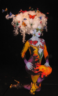 Female model photo shoot of Andrea ODonnell in 2010 North American Body Paint Championships, Las Vegas
