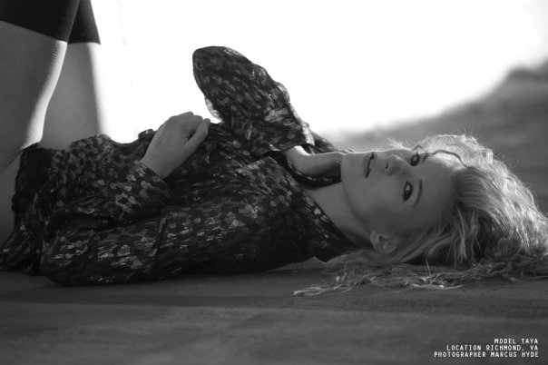 Female model photo shoot of Taya B in very cold rooftop, Richmond, VA
