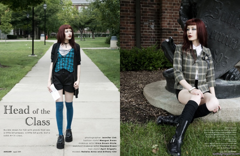 Female model photo shoot of acid_grave by Jennifer Link in Buffalo State College, wardrobe styled by Meagan Kyla, makeup by ERICA  E BROWN , published by Auxiliary Magazine