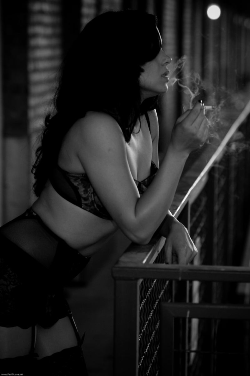 Female model photo shoot of Erica Shannon Taylor in Cigarette Break