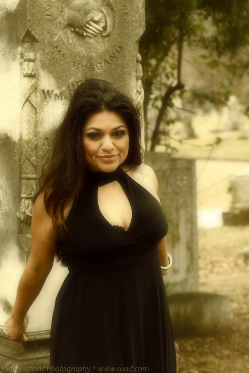 Female model photo shoot of Crystal Quin Tero by Suad Bejtovic in Greenwood Cemetery Uptown Dallas