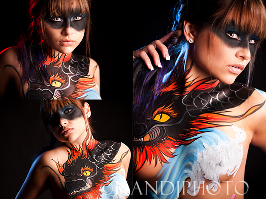Female model photo shoot of Jami Laree and old profile, body painted by Donna Hofstee