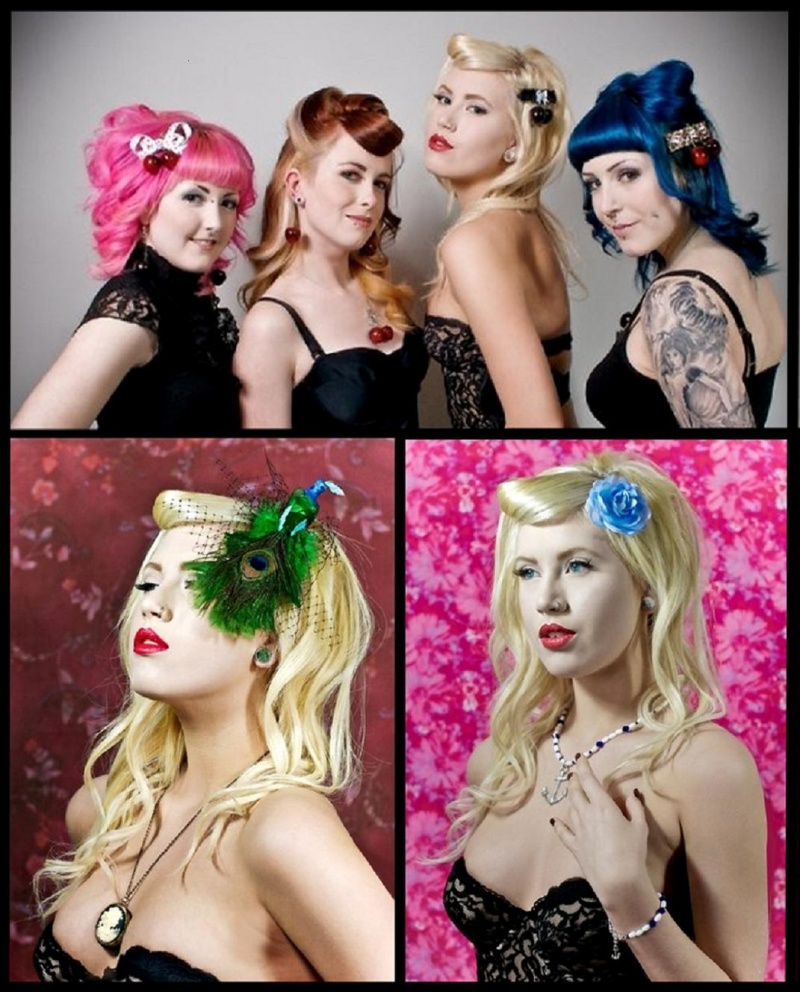 Female model photo shoot of PaulaVonZombie, Angela Wonderland, Bailey Northcott and Alia Goulden by Sean Ryan Images, wardrobe styled by Pretty Deadly Stylz, makeup by Lisa Tuff HM