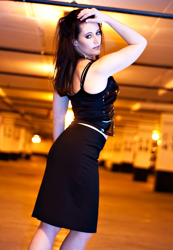 Female model photo shoot of Precious Hwi in Underground parking garage