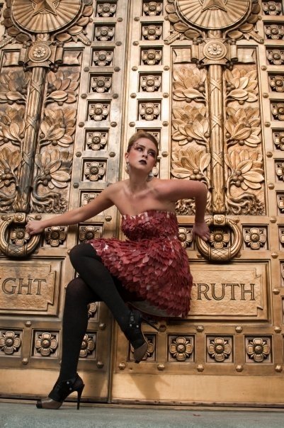 Female model photo shoot of Ashten Houpt in War Monument, Downtown Indianapolis