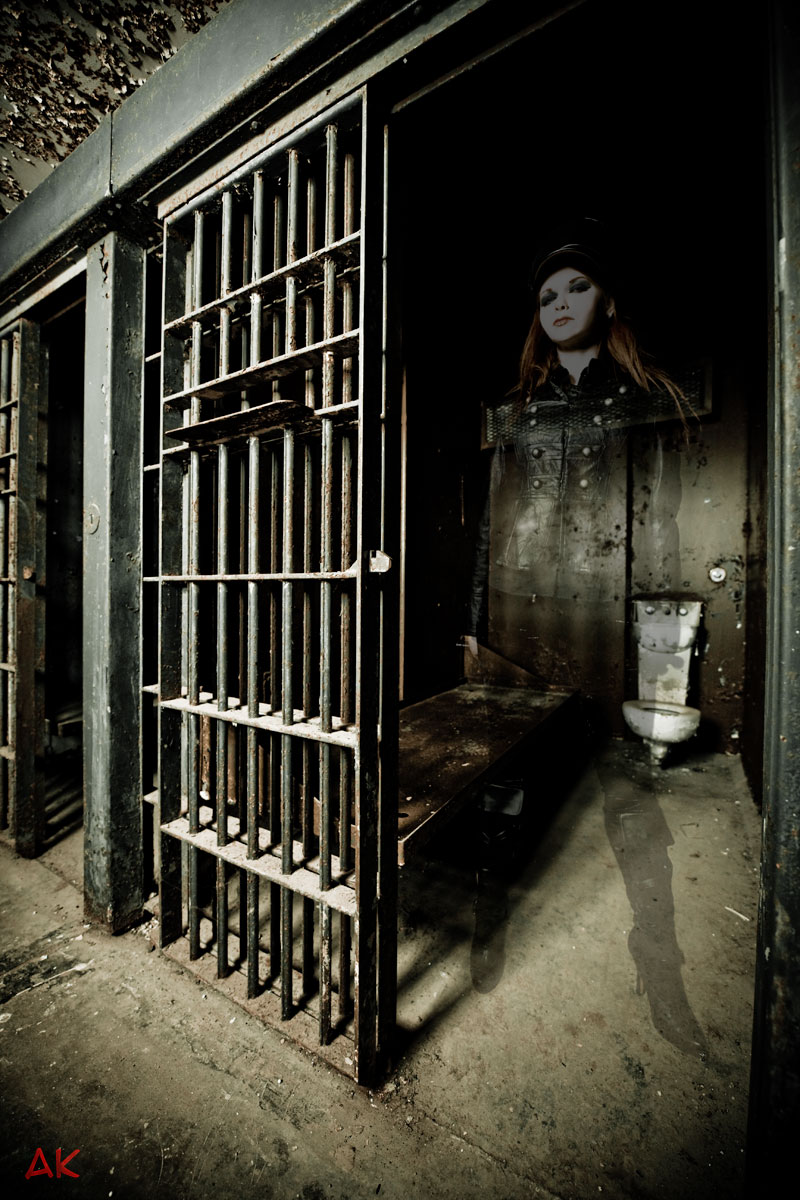 Female model photo shoot of Anna Snow by Air Karma in Ohio State Reformatory  Mansfield, OH