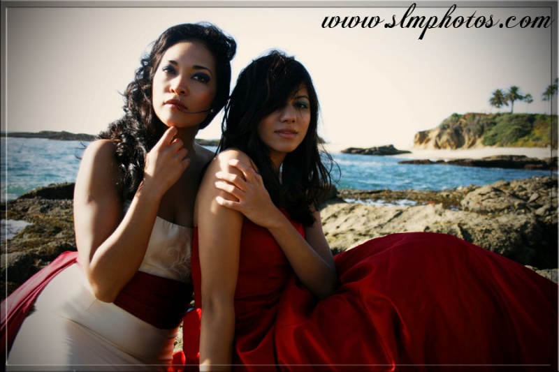 Female model photo shoot of Shauna Lynn Productions, Mariana A and Jessica-Marie Vergara in Laguna Beach, Ca, hair styled by LindsayMcNally, makeup by Lindsay McNally