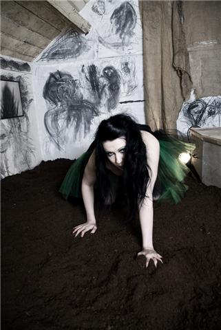 Female model photo shoot of Long Black Veil in The Warehouse, Cardiff