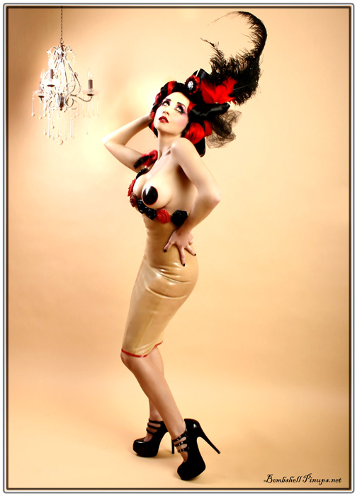 Female model photo shoot of Scarlet Bliss and Mona deLux by Bombshell Pinups, wardrobe styled by Deanna Danger Designs